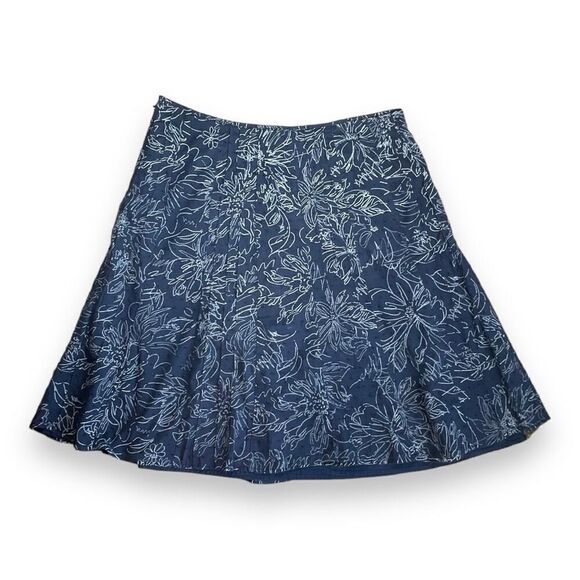 Christopher & Banks Navy Floral Paradise Textured Skirt Sz 16 - Picture 7 of 12